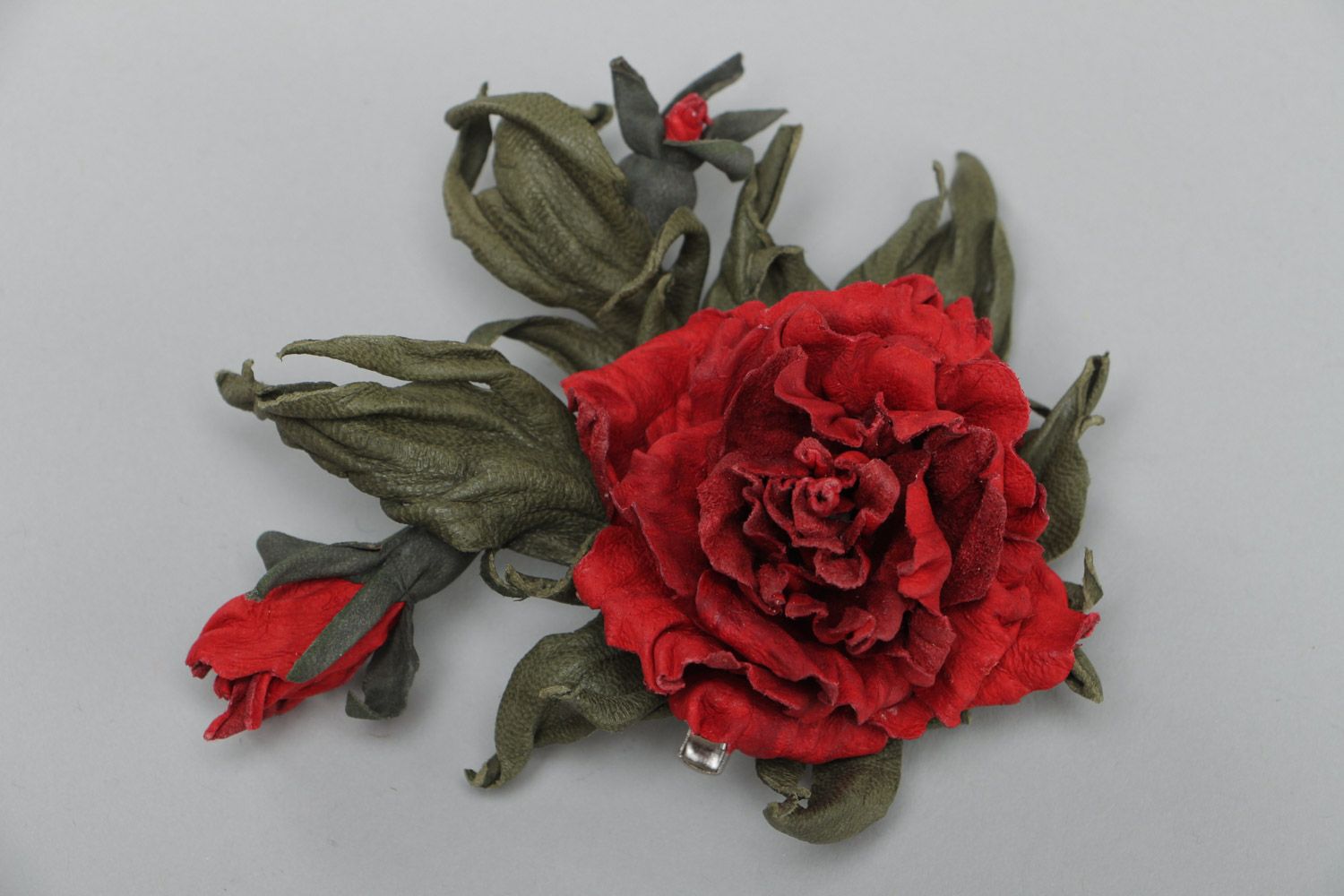 Leather Rose Brooch.