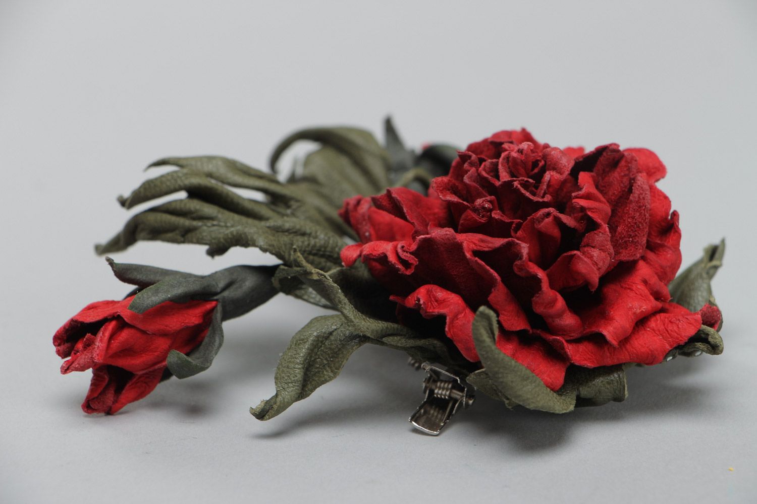Leather Rose Brooch.