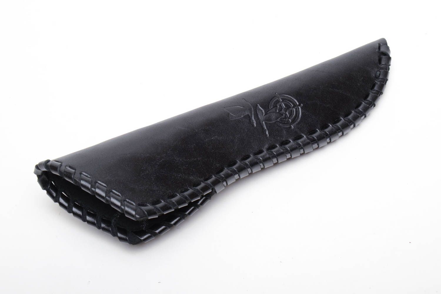 Black case for hunting knife made of leather