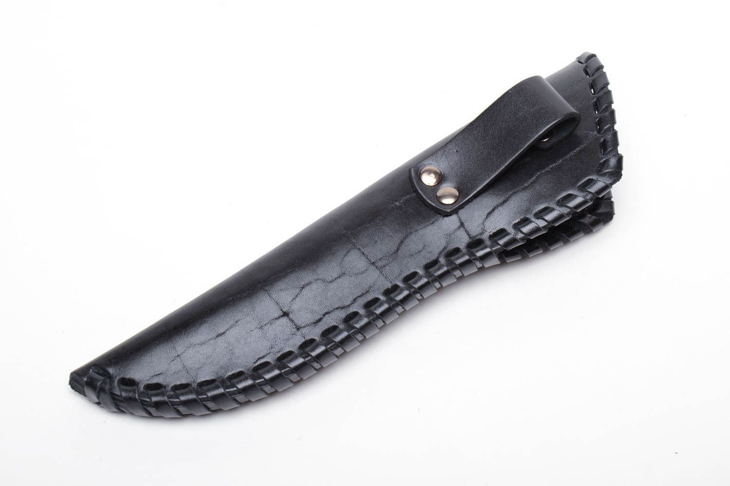 Black case for hunting knife made of leather