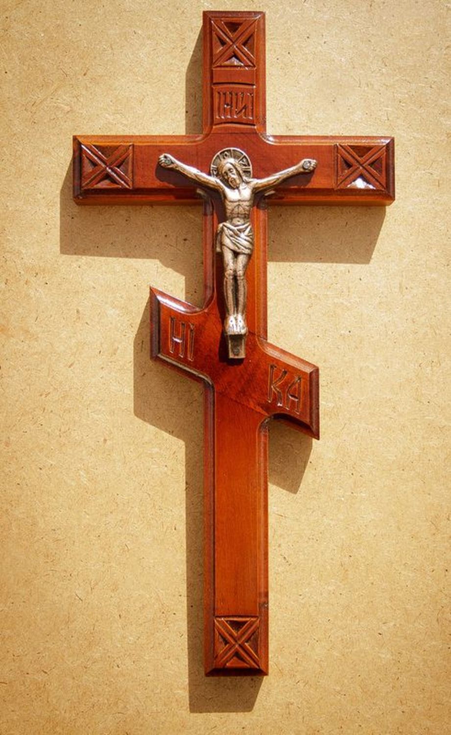 Wooden cross on the wall