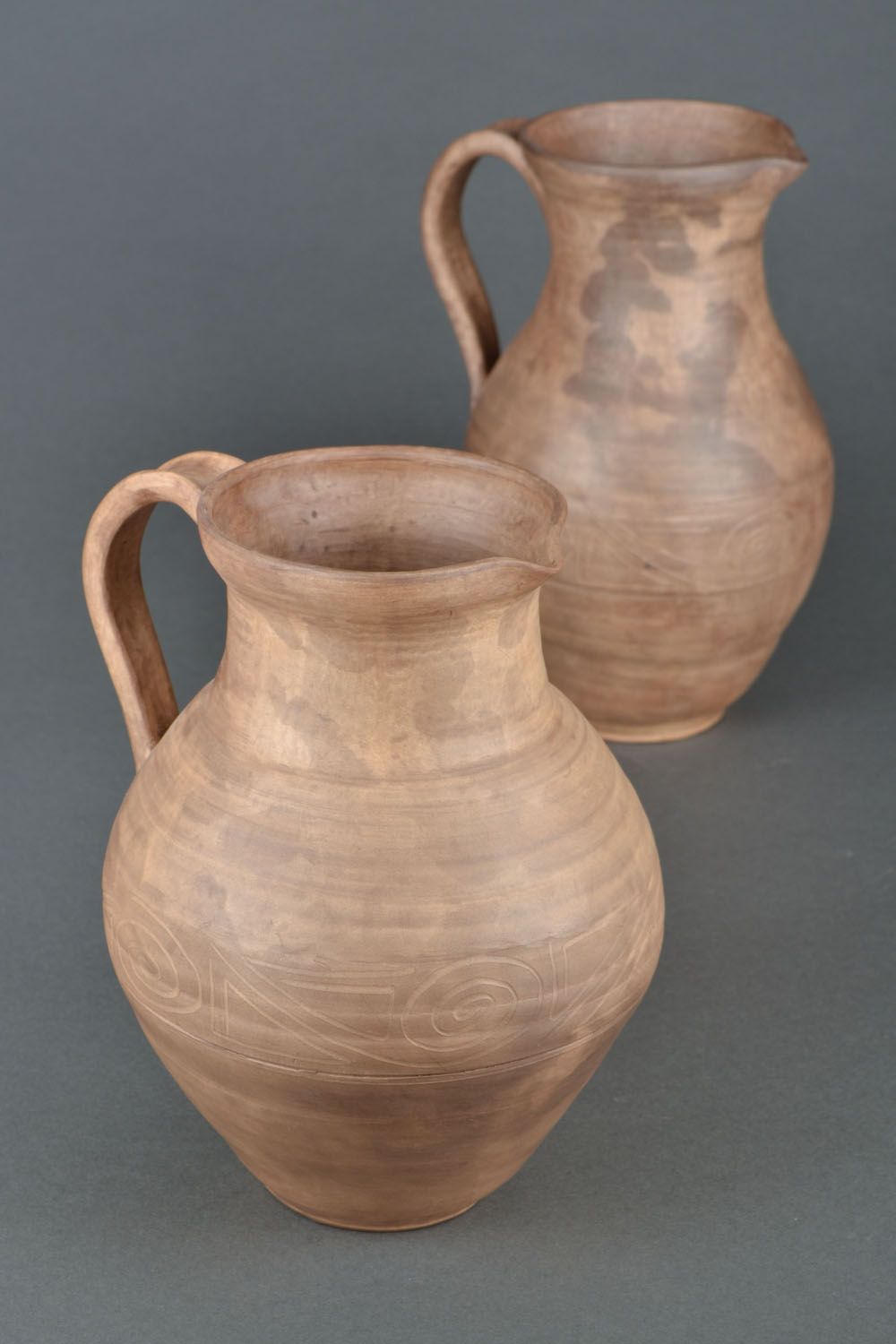 Ceramic jug made of white clay. 