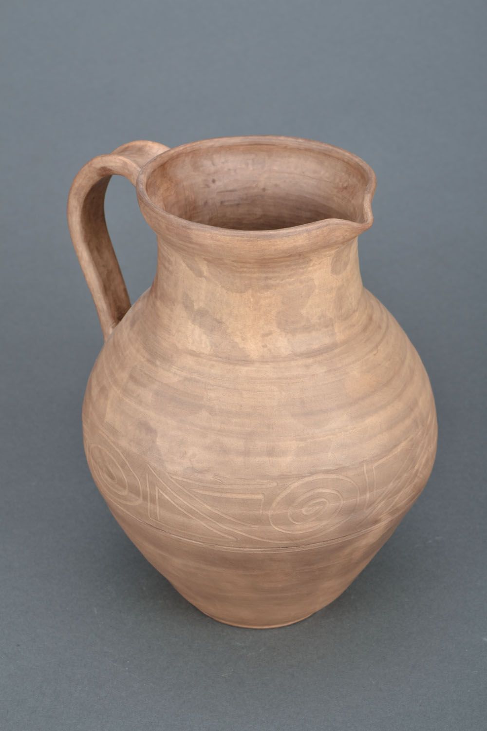 Ceramic jug made of white clay. 