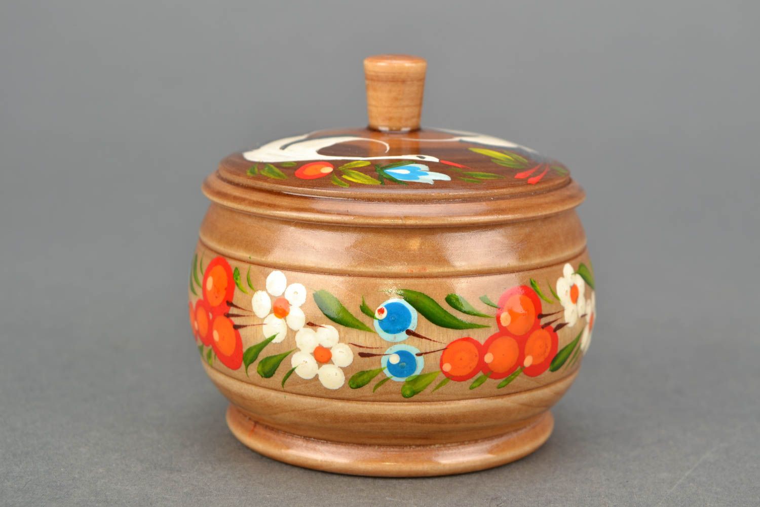 Painted wooden salt cellar