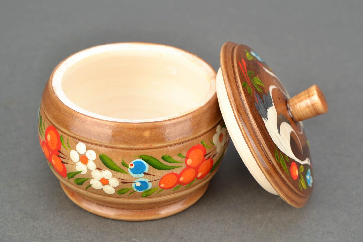 Painted wooden salt cellar