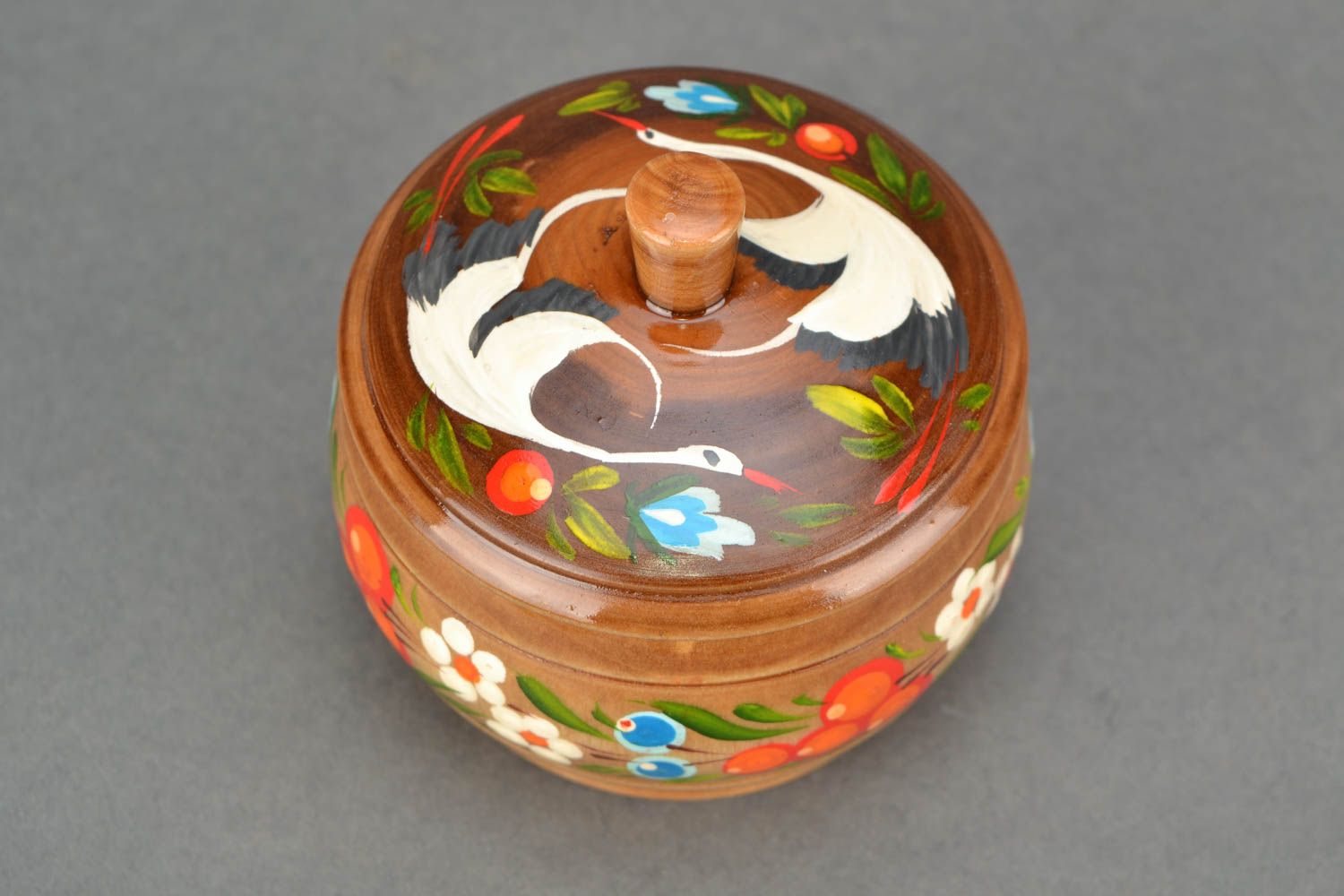 Painted wooden salt cellar